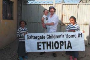 Kevin Morley with children from the Saltergate Children's Home